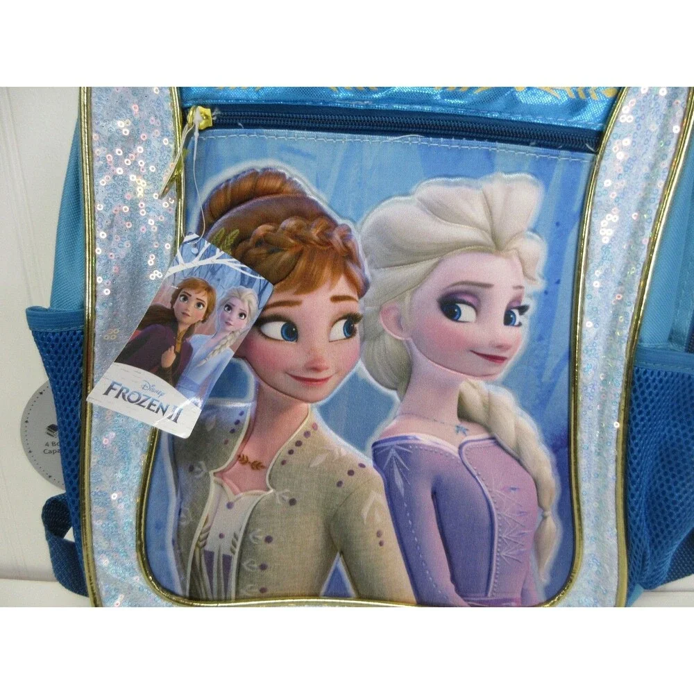 Disney Frozen II Backpack  Anna & Elsa Blue Sparkle School Laptop Bookbag Kids